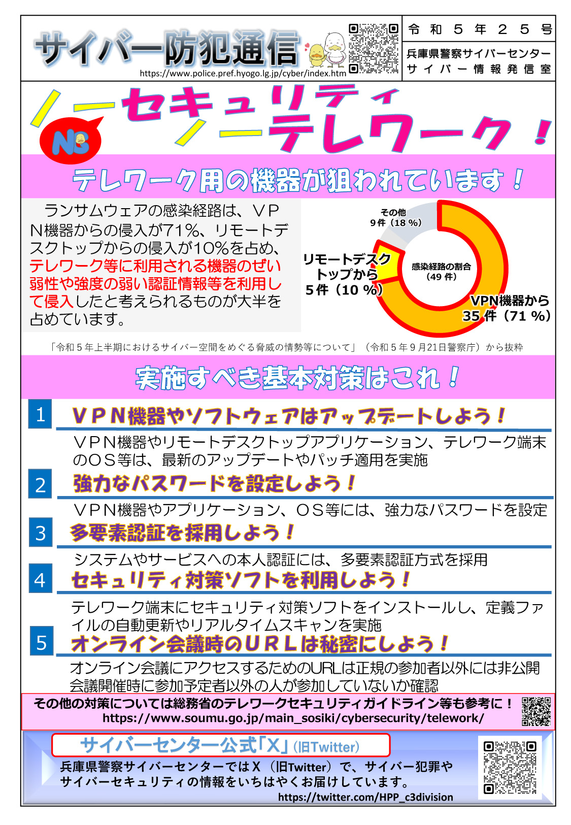 サイバー防犯通信 令和5年25号「ノーセキュリティ！ノーテレワーク！」 | 但馬の情報発信ポータルサイト「但馬情報特急」